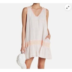 Free People Run With Me Plaid Mini Dress Ivory S NWT Boho